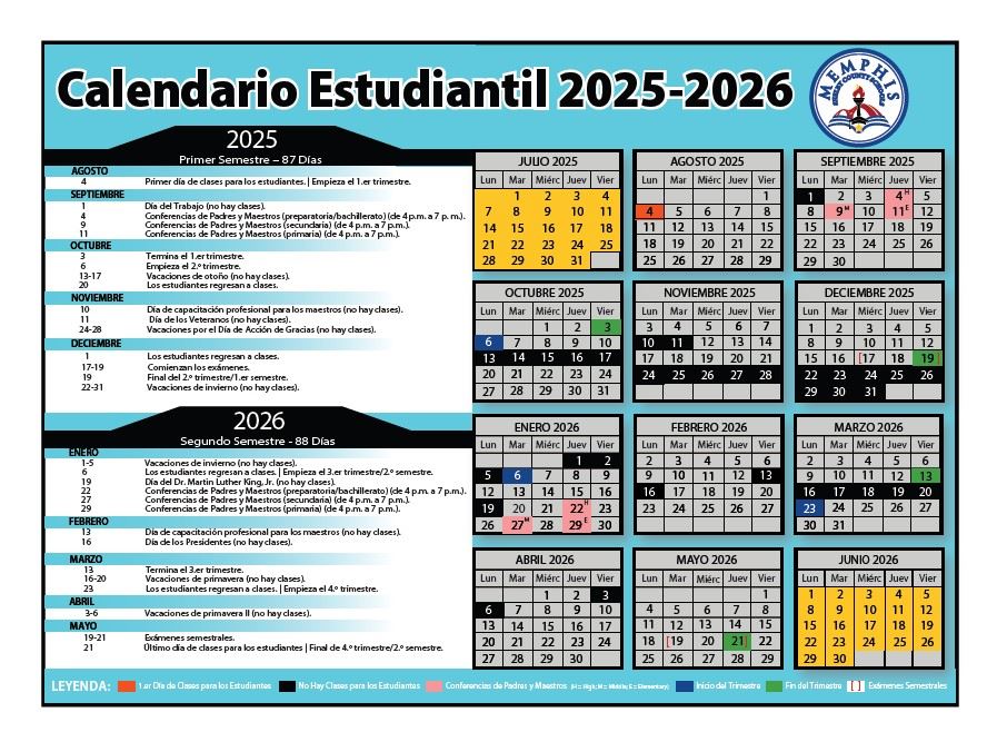 2025-2026 Student Calendar (Spanish)
